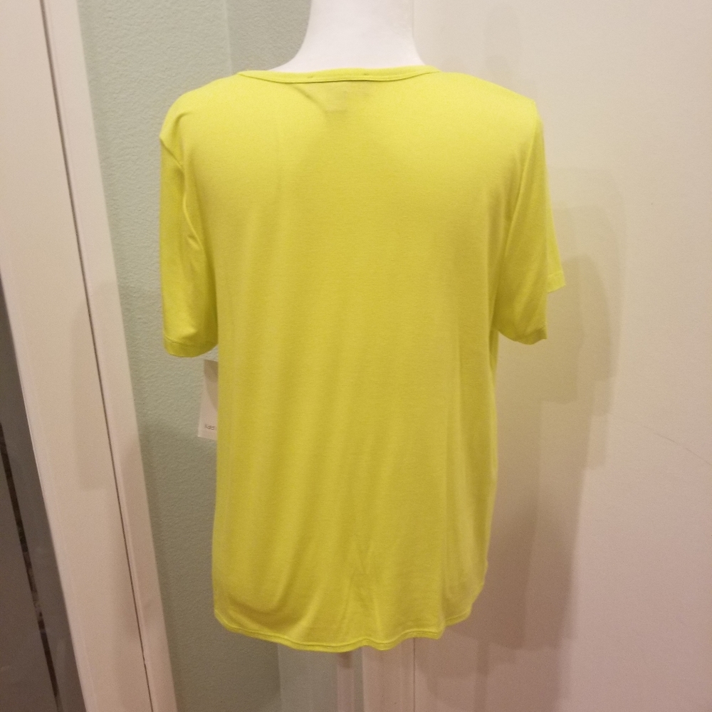 🌸Karen Kane Neon Yellow Front Knot Tie Shirt NWT - Picture 3 of 4